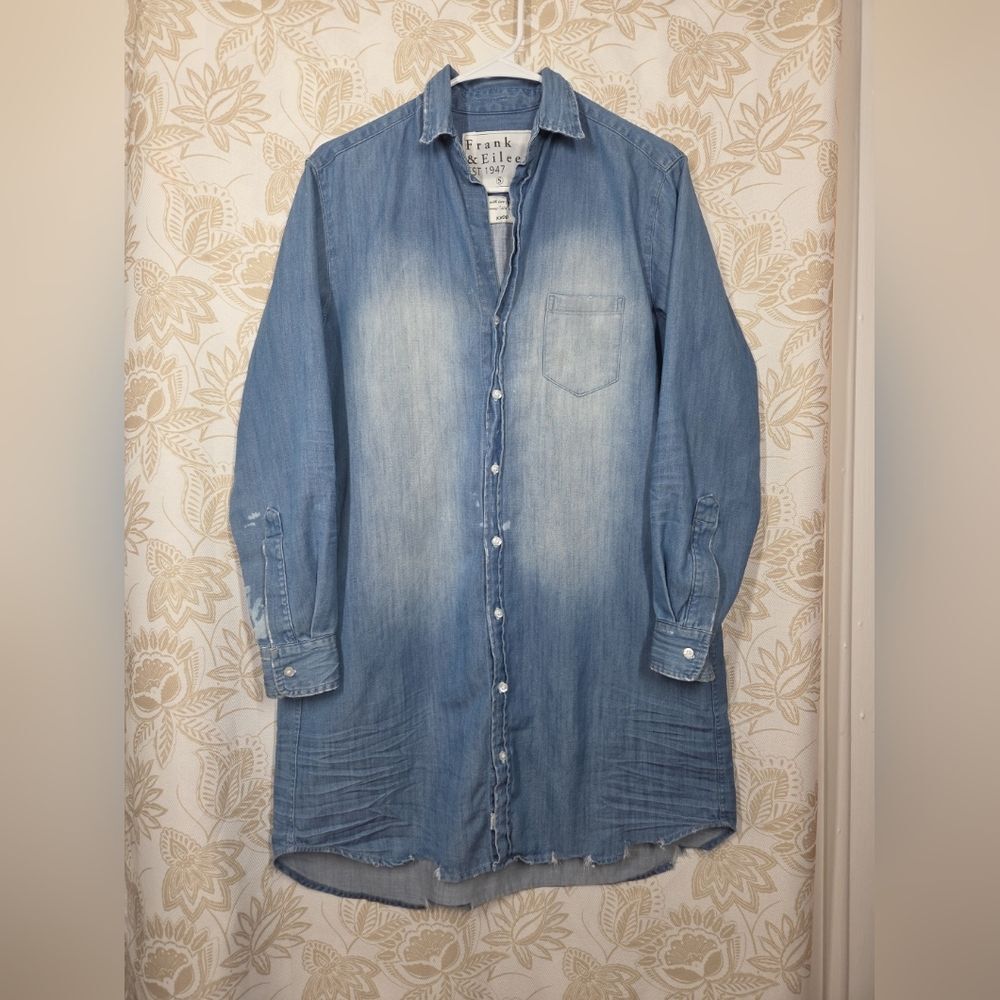 Frank & Eileen Mary Classic Buttondown Shirtdress SMALL Distressed Vintage Wash*